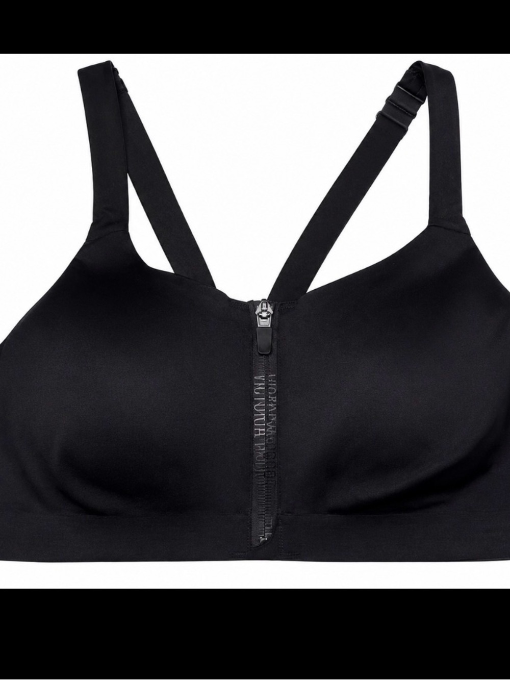 Victoria's Secret Front-Zip Black Comfort Sports Bra molded cups SZ 36C